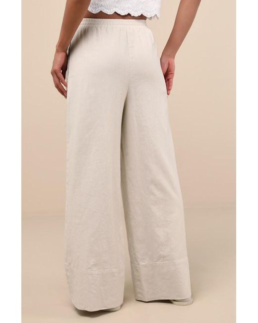 Lulus Natural Brisa Cuffed Wide-Leg Pants