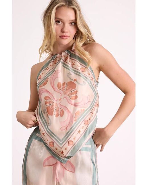 Lulus Natural Dreya Multi Boho Print Satin Halter Top