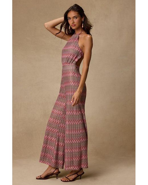 Lulus Brown Shar Multi Crochet Knit Backless Jumpsuit