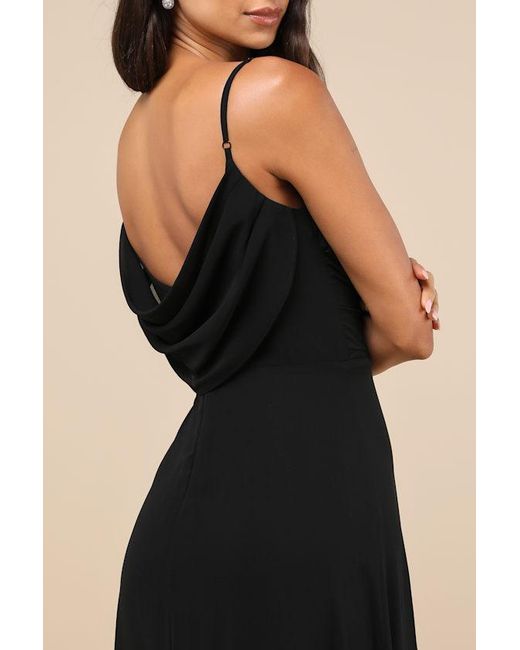 Lulus Blue Notorious Poise Sleeveless Cowl Neck Maxi Dress