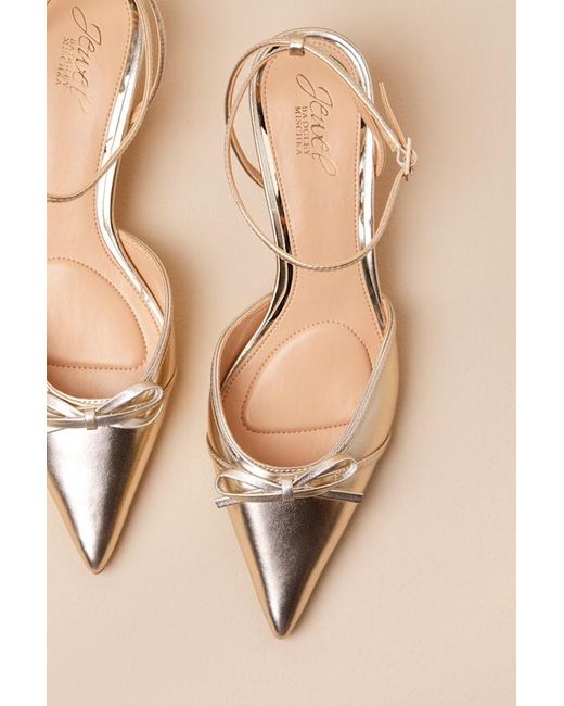 Badgley Mischka Natural Talasia Metallic Ankle Strap Kitten Heel Pumps