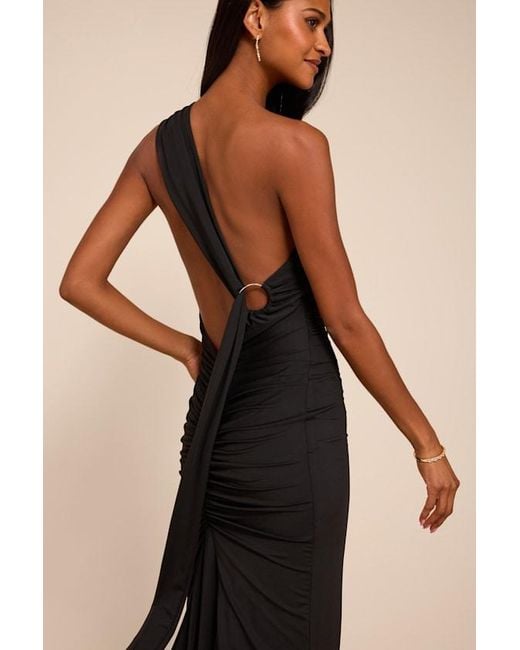 Lulus Natural Cressida Slinky Knit One-Shoulder Mermaid Maxi Dress