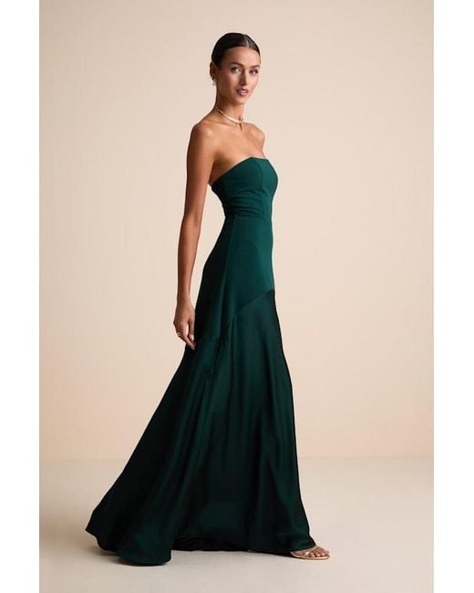 Lulus Green Compelling Style Emerald Strapless A-Line Maxi Dress