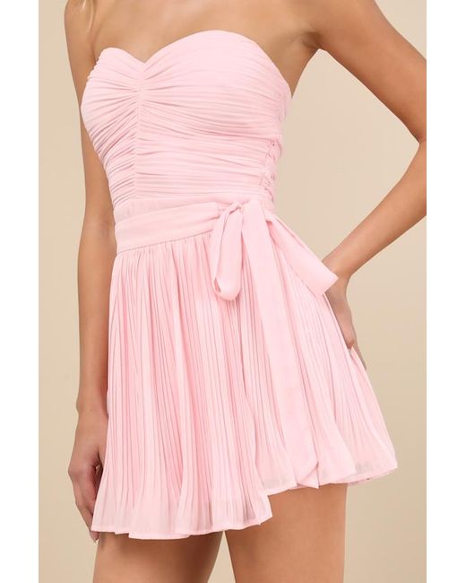 Lulus Pink Seriously Sensational Strapless Romper