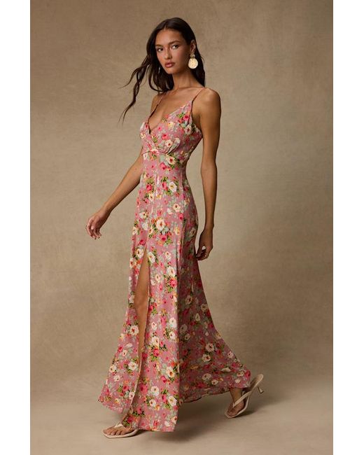 Lulus Brown Everlasting Bliss Blush Floral Print Maxi Dress