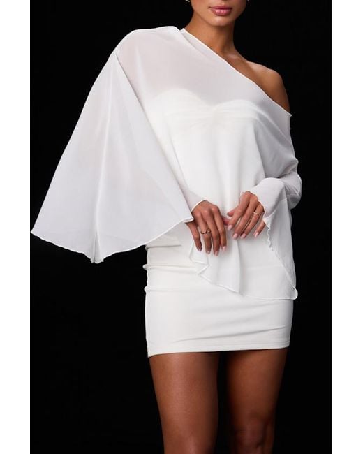 Lulus Black Maverly Ponte Knit Cape Sleeve Mini Dress