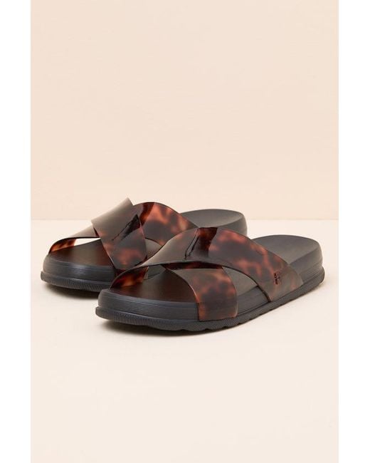 Melissa Black Cozy Cross Tortoise Slide Sandals