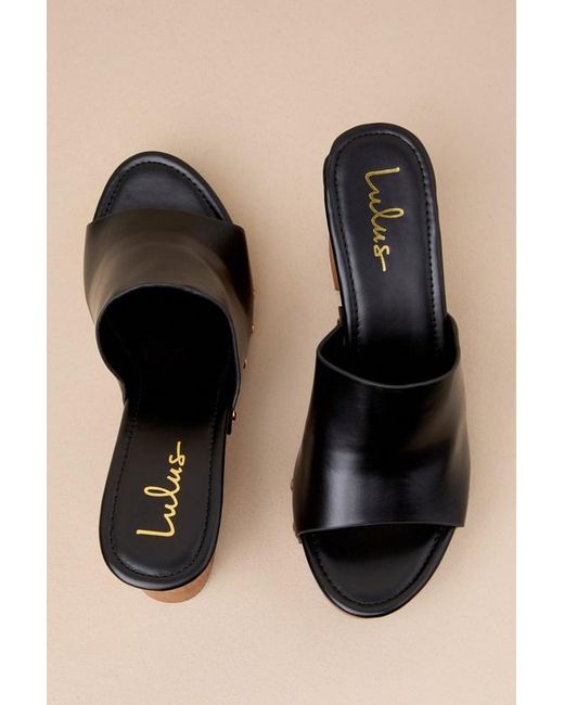 Lulus Black Jaylani Platform Mule Sandals