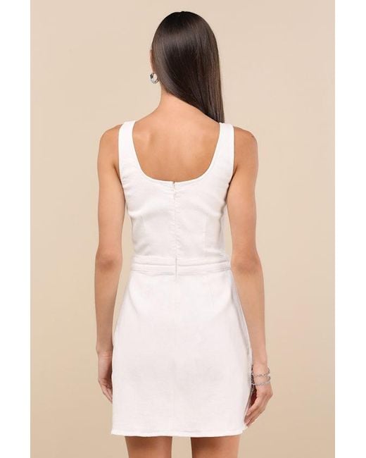 Lulus Natural Merima Denim Wrap Mini Dress