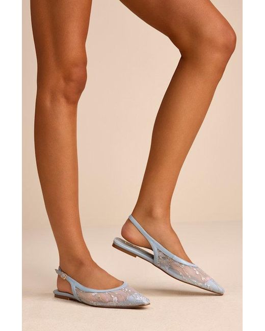 Lulus Natural Cepheus Baby Mesh Embroidered Slingback Flats