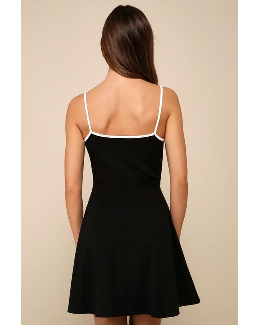 Lulus Black Routinely Cute Sleeveless Skater Mini Dress