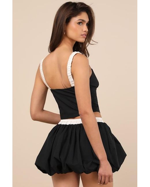 Nia Black Smith Bubble-Hem Mini Skirt