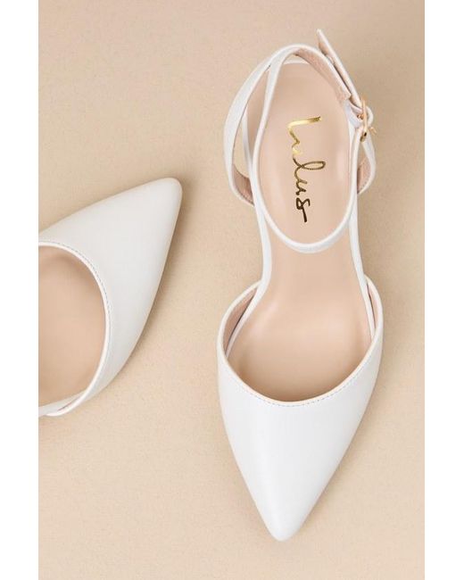 Lulus Natural Embley Pointed-Toe Ankle Strap Pumps
