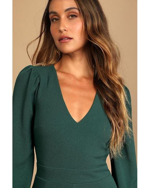 Lulus Blue Celebrating Romance Long Sleeve Wide-Leg Jumpsuit
