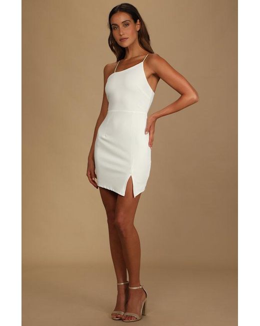 Lulus Brown Party For Two Asymmetrical Bodycon Mini Dress