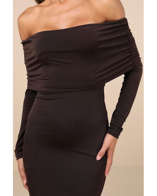 Lulus Black Effortlessly Stunning Dark Off-The-Shoulder Maxi Dress
