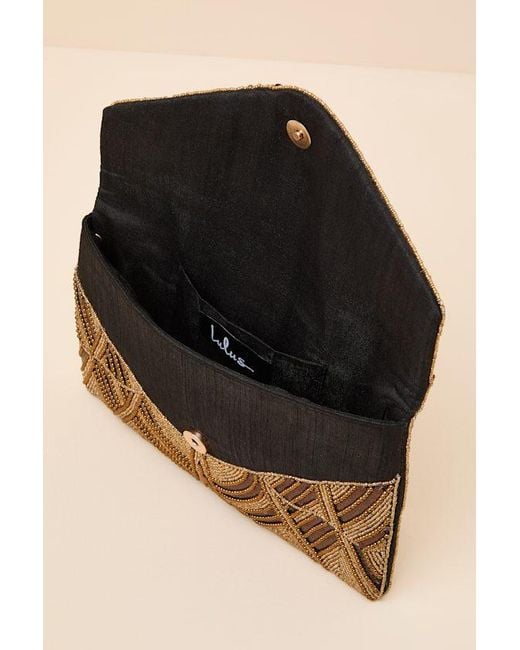Lulus Natural Josephine Bronze And Beaded Crossbody Clutch