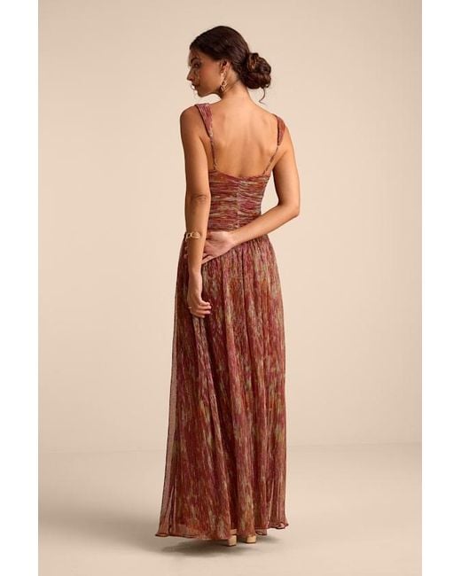 green abstract print plisse strappy maxi dress Printed Plisse Maxi Tent Dress Green / S main image 0