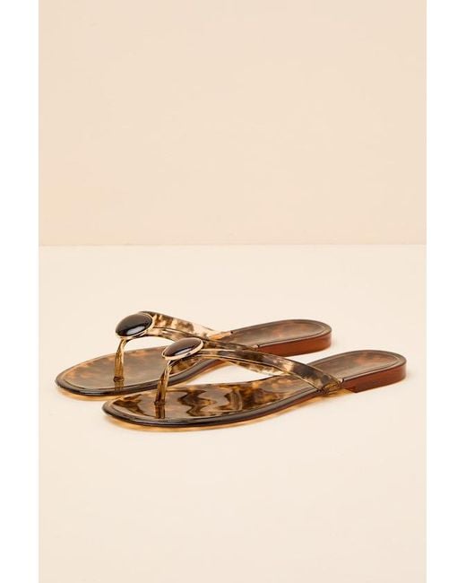 Lulus Brown Daxley Tortoise Jelly Stone Flip Flops
