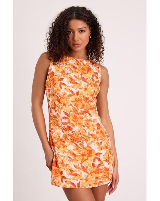 Lulus Orange Alyvia And Floral Sleeveless Mini Dress