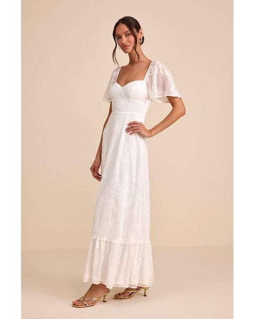 Lulus Natural Tailor Made For You Jacquard Lace-Up Maxi Dress
