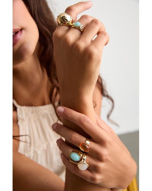 Lulus Brown Marah Stone Five-Piece Statement Ring Set