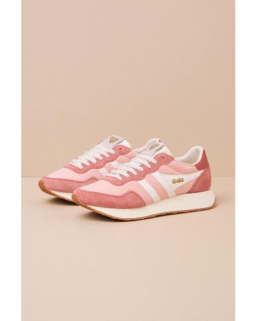 Gola Pink Arizona And Off Suede Lace-Up Sneakers
