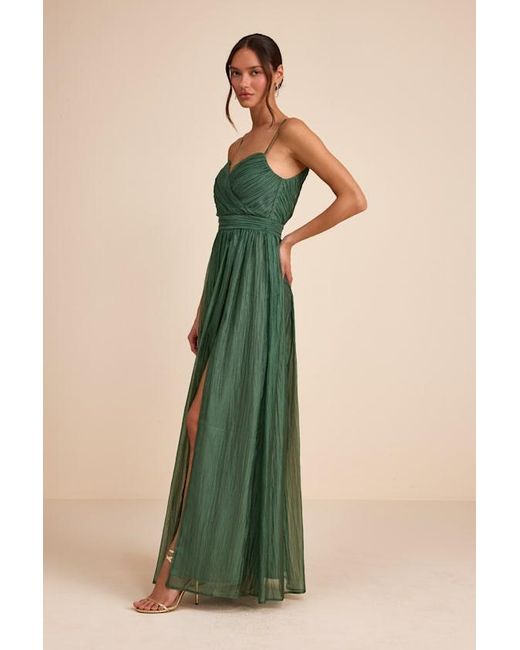 Lulus Green Rosalind Organza Strapless Maxi Dress
