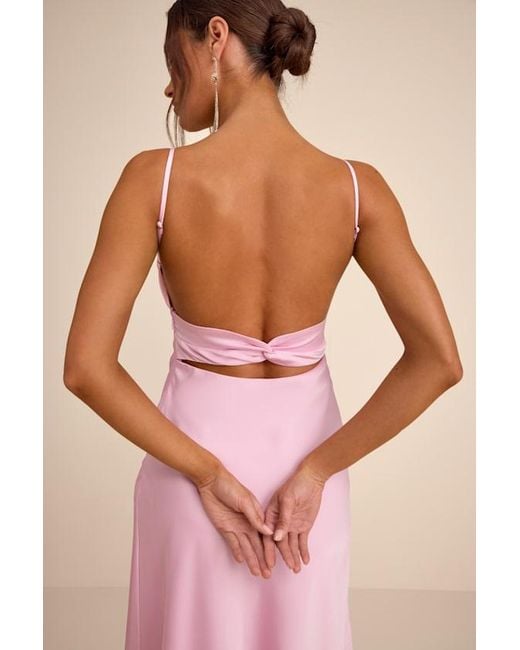 Lulus Pink Irena Satin Backless Maxi Dress