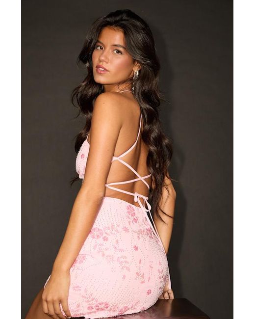 Lulus Black Alisia Sequin Beaded Lace-Up Mini Dress