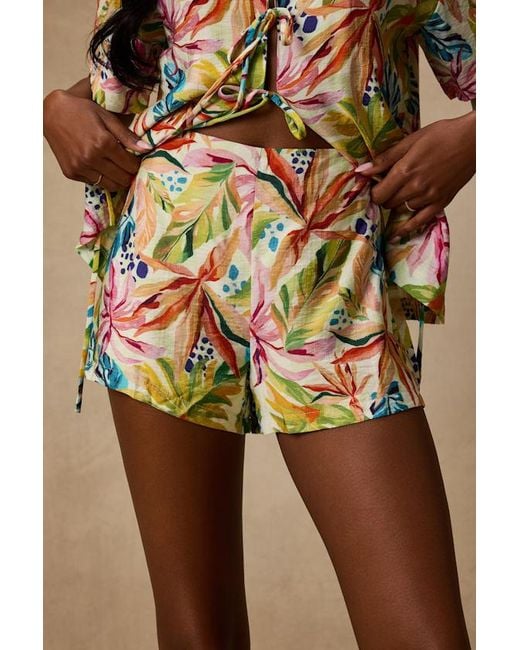 Lulus White Talise Multi Tropical Print High-Rise Shorts