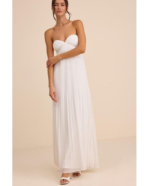 Lulus Natural Remley Pleated Strapless Maxi Dress