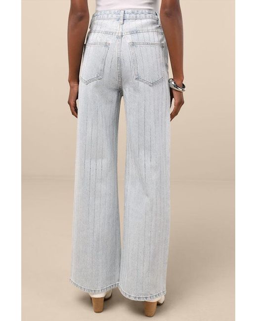 Lulus Natural Danice Light Wash Denim Rhinestone Straight Leg Jeans