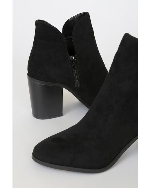 Lulus Black Martella Suede Ankle Booties