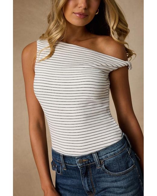 Lulus Blue Shaylee Striped Twisted Strap Top