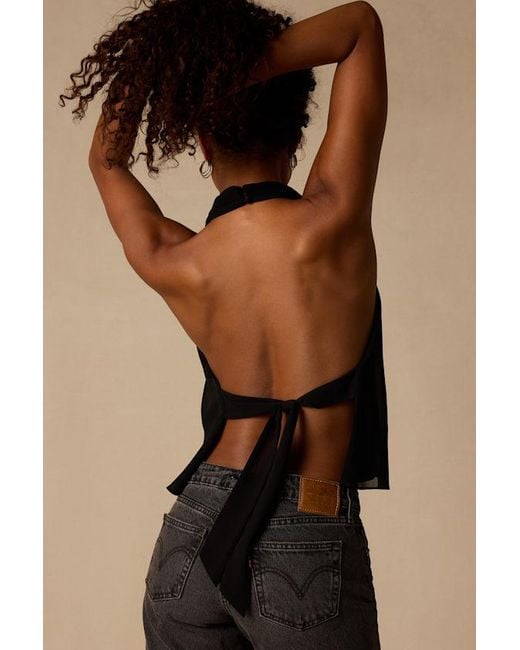 Lulus Black Kennedy Tie-Back Halter Tank Top