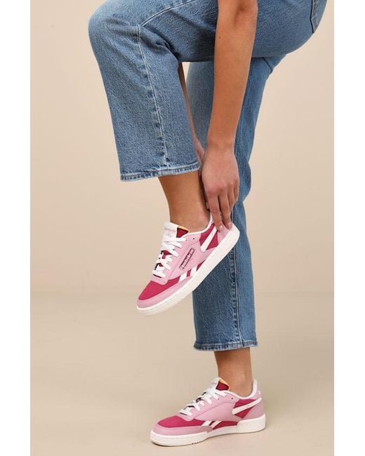 Reebok Pink Club C Revenge Ii Very Berry And Suede Sneakers