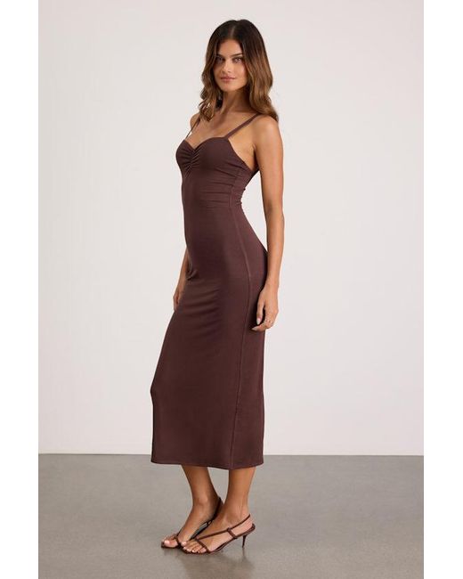 Lulus Red Dalene Jersey Knit Bodycon Midi Dress
