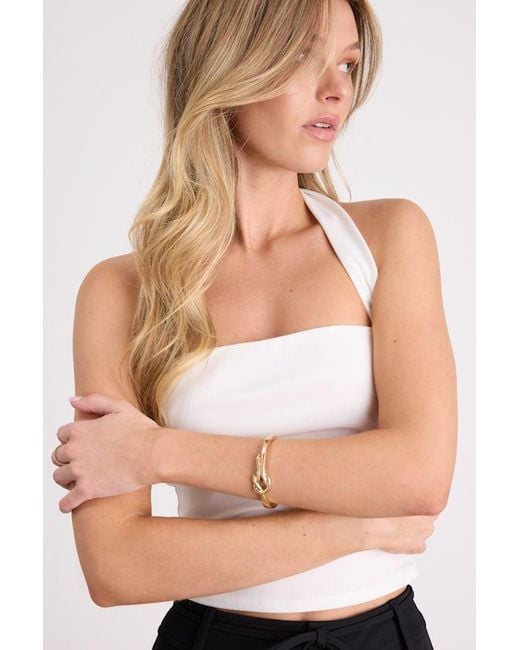 Lulus Natural Clover Knotted Hinged Bangle Bracelet
