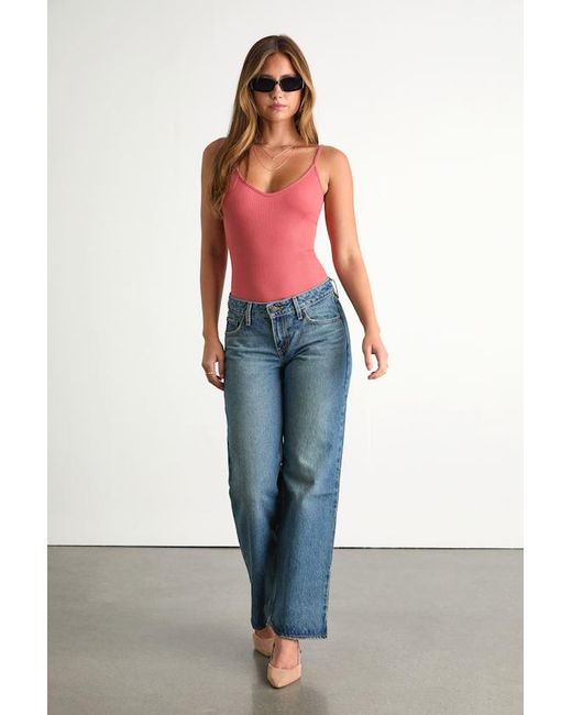 Lulus Basics Red Talula Rusty Rose Ribbed V-Neck Cami Bodysuit