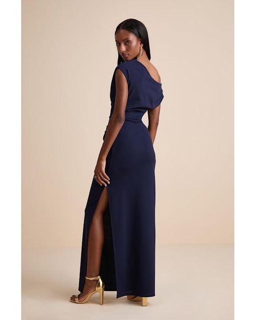 Lulus Blue Janine Asymmetrical Maxi Dress