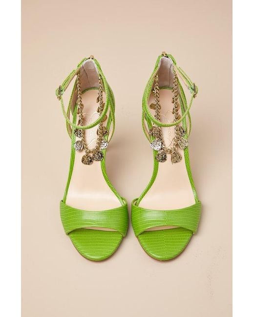 Jessica Simpson Natural Jetser Lizard Textured High Heel Ankle Strap Sandals
