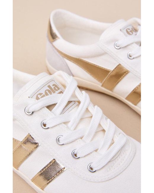 Gola Natural Badminton Off And Color Block Suede Leather Sneakers