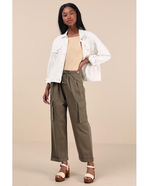 Lulus Natural Greeta Straight Leg Cargo Pants