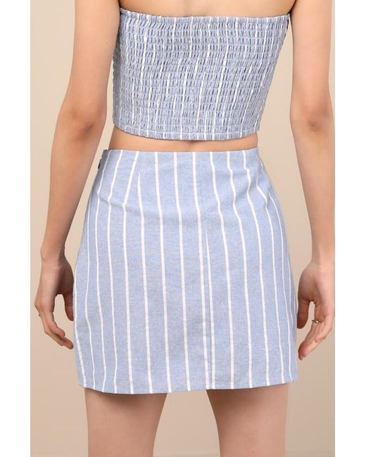 Lulus Blue Solana Striped High-Rise Mini Skirt