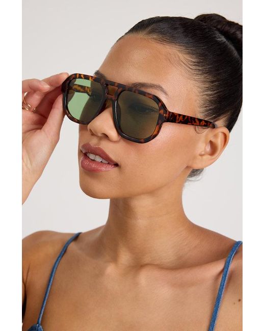 Lulus Blue Torrey Tortoiseshell Aviator Sunglasses