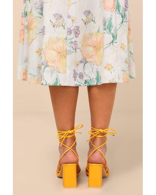 Lulus Orange Orlie Tangerine Strappy Lace-Up High Heel Sandals