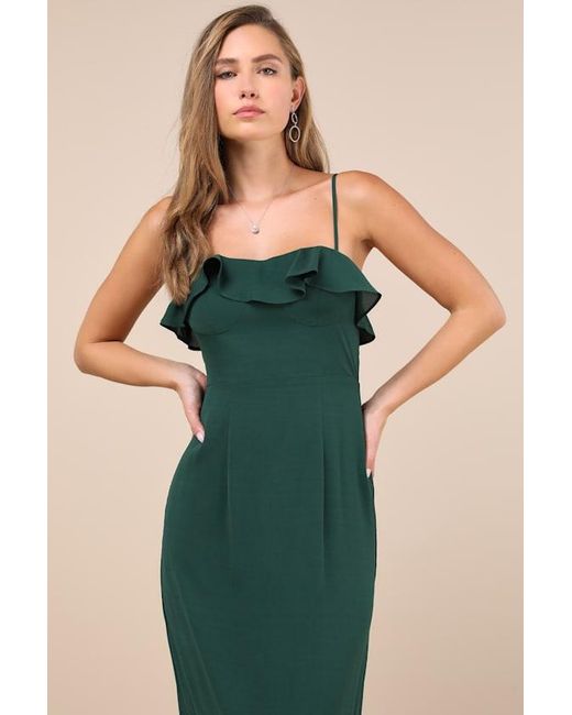 Lulus Green Lively Evenings Sleeveless Tiered Maxi Dress