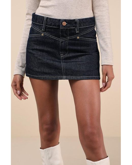 Blank NYC Blue Over The Moon Dark Wash Denim Micro Mini Skirt