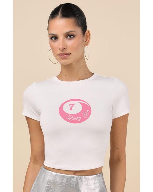 Lulus Natural Billiards Babe Cropped Graphic Tee